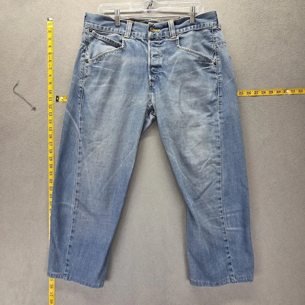 VTG Levis Engineered Jeans Mens Blue Twisted Flap Pockets Altered Hem Fits 34x25